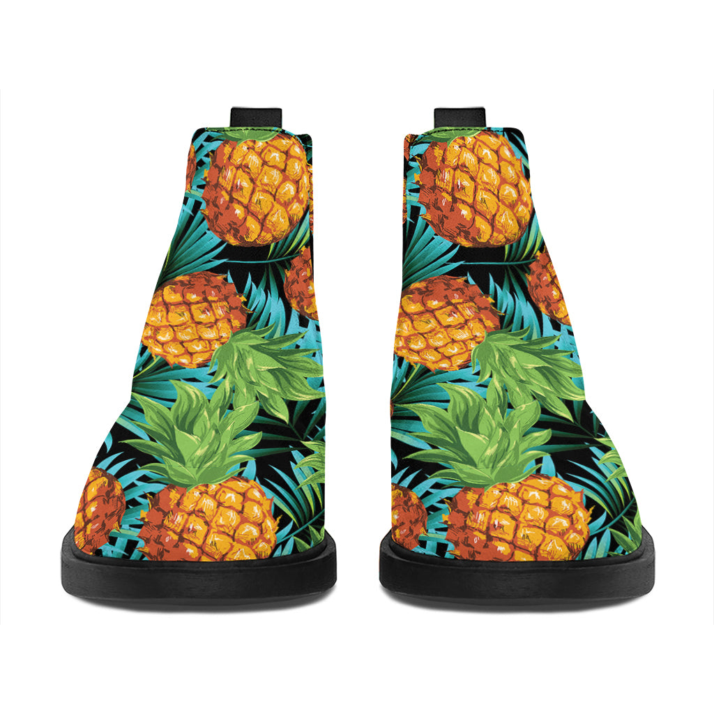 Exotic Tropical Pineapple Pattern Print Flat Ankle Boots