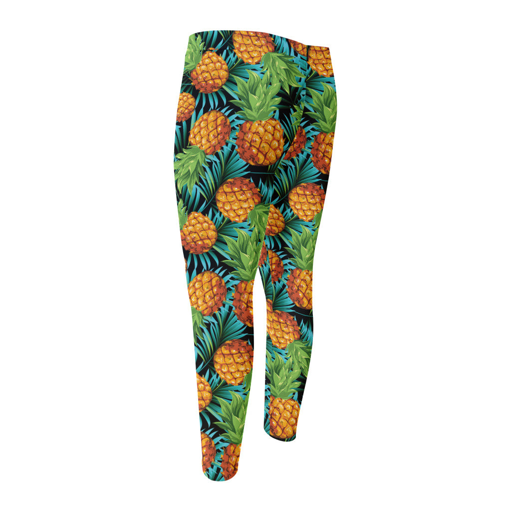 Exotic Tropical Pineapple Pattern Print Men's Compression Pants
