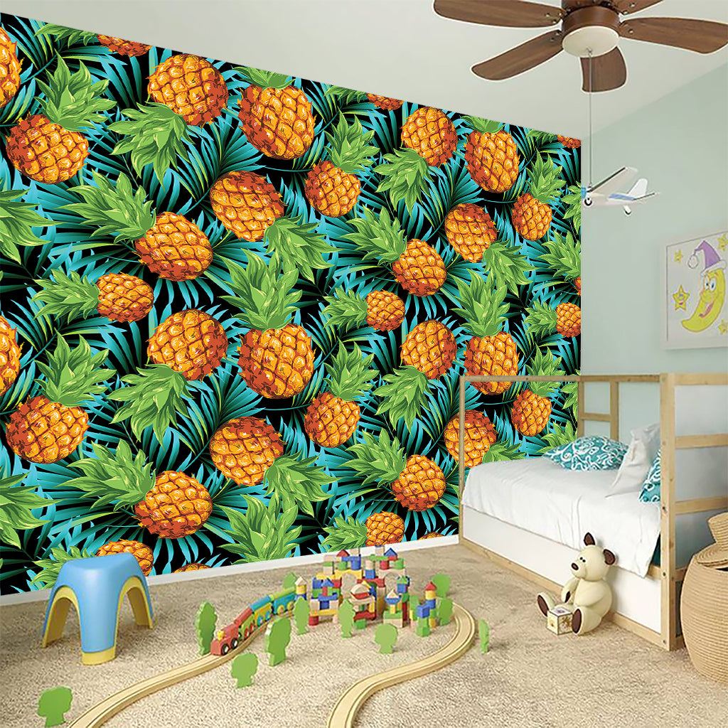 Exotic Tropical Pineapple Pattern Print Wall Sticker
