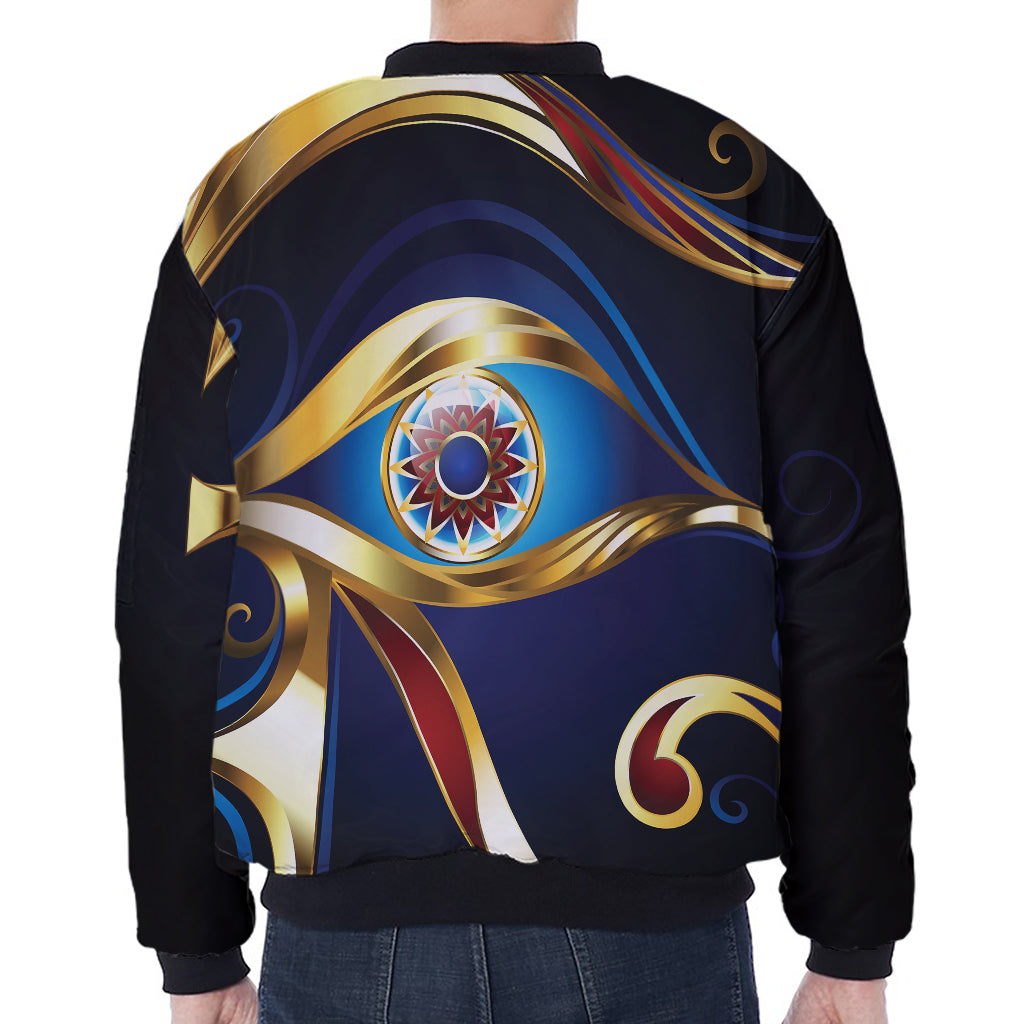 Eye Of Horus Amulet Print Zip Sleeve Bomber Jacket