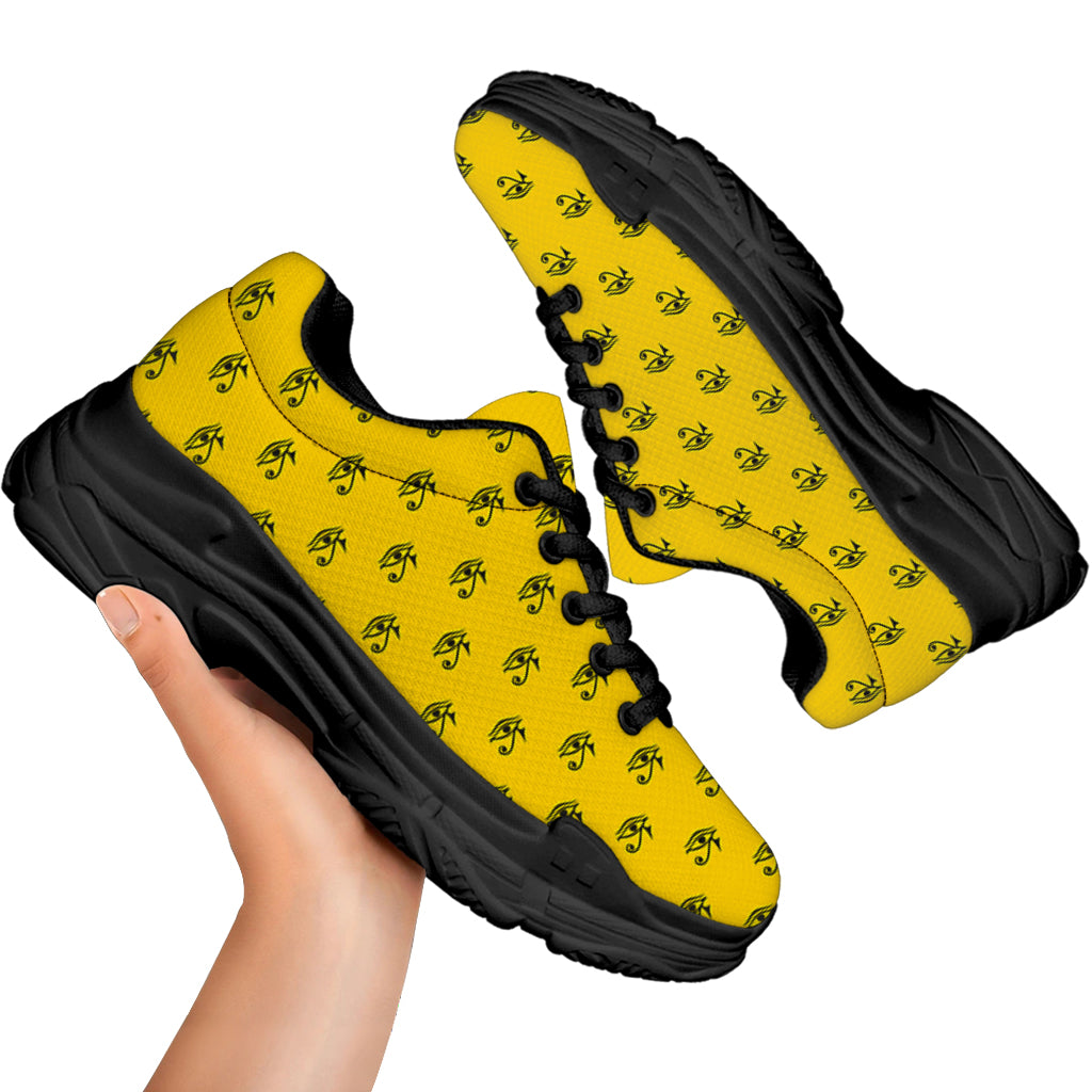 Eye Of Horus Symbol Pattern Print Black Chunky Shoes
