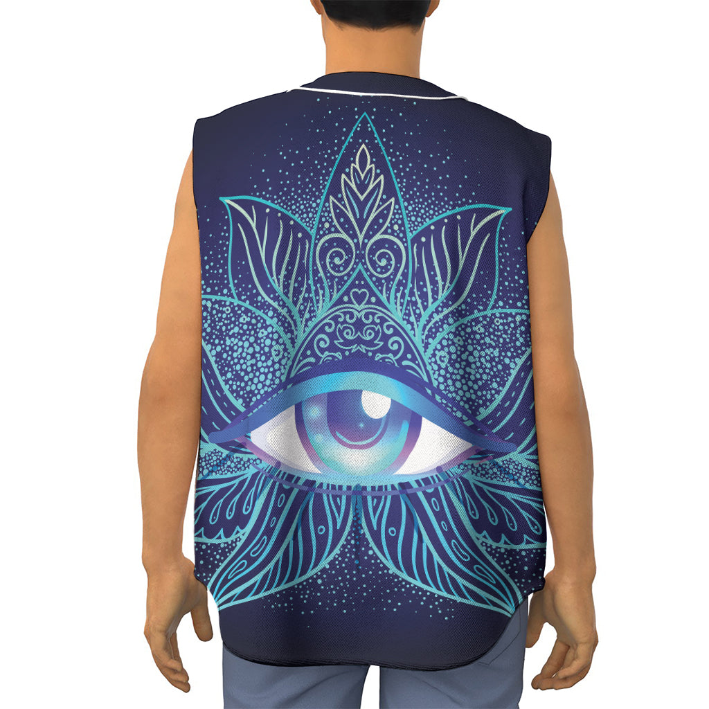 Eye of Providence Flower Print Sleeveless Baseball Jersey