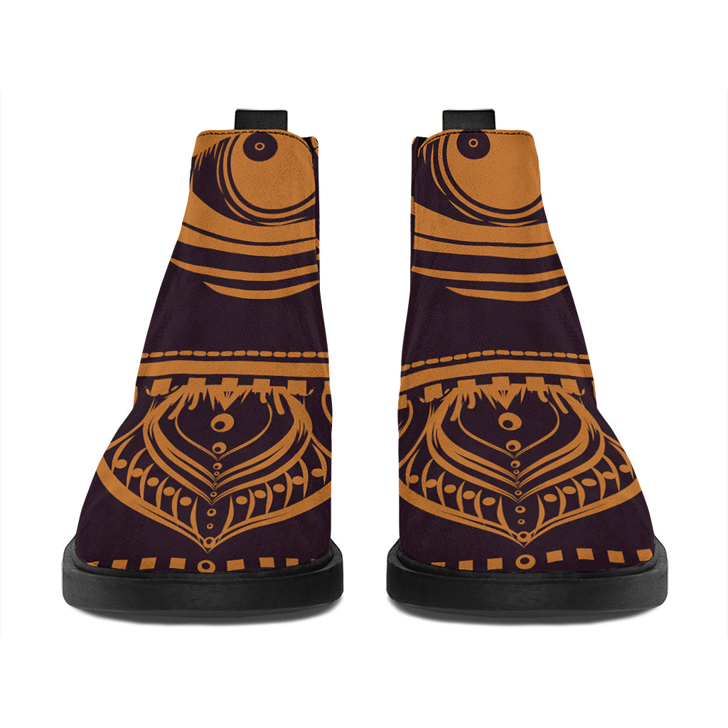 Eye of Providence Mandala Print Flat Ankle Boots