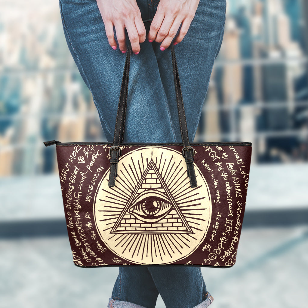 Eye of Providence Symbol Print Leather Tote Bag