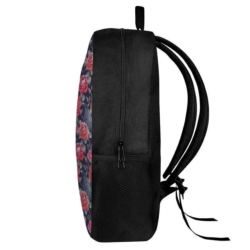 Eyeball Rose Pattern Print 17 Inch Backpack