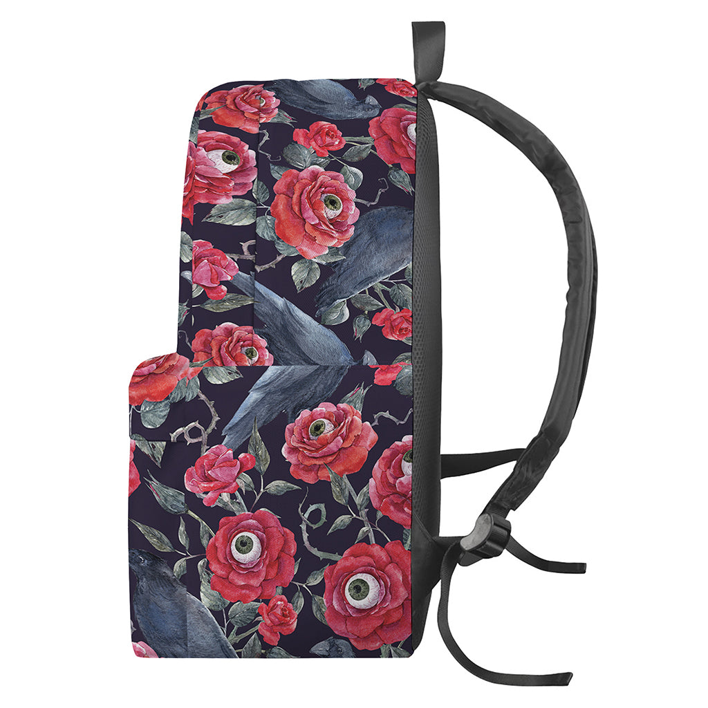 Eyeball Rose Pattern Print Backpack