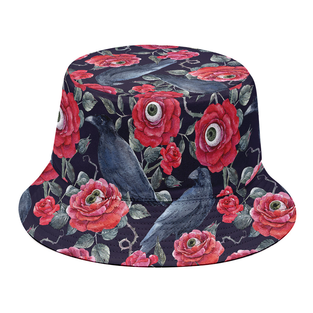 Eyeball Rose Pattern Print Bucket Hat