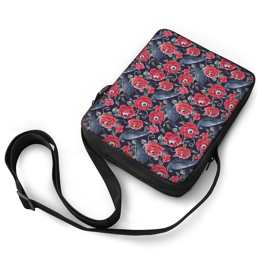 Eyeball Rose Pattern Print Rectangular Crossbody Bag