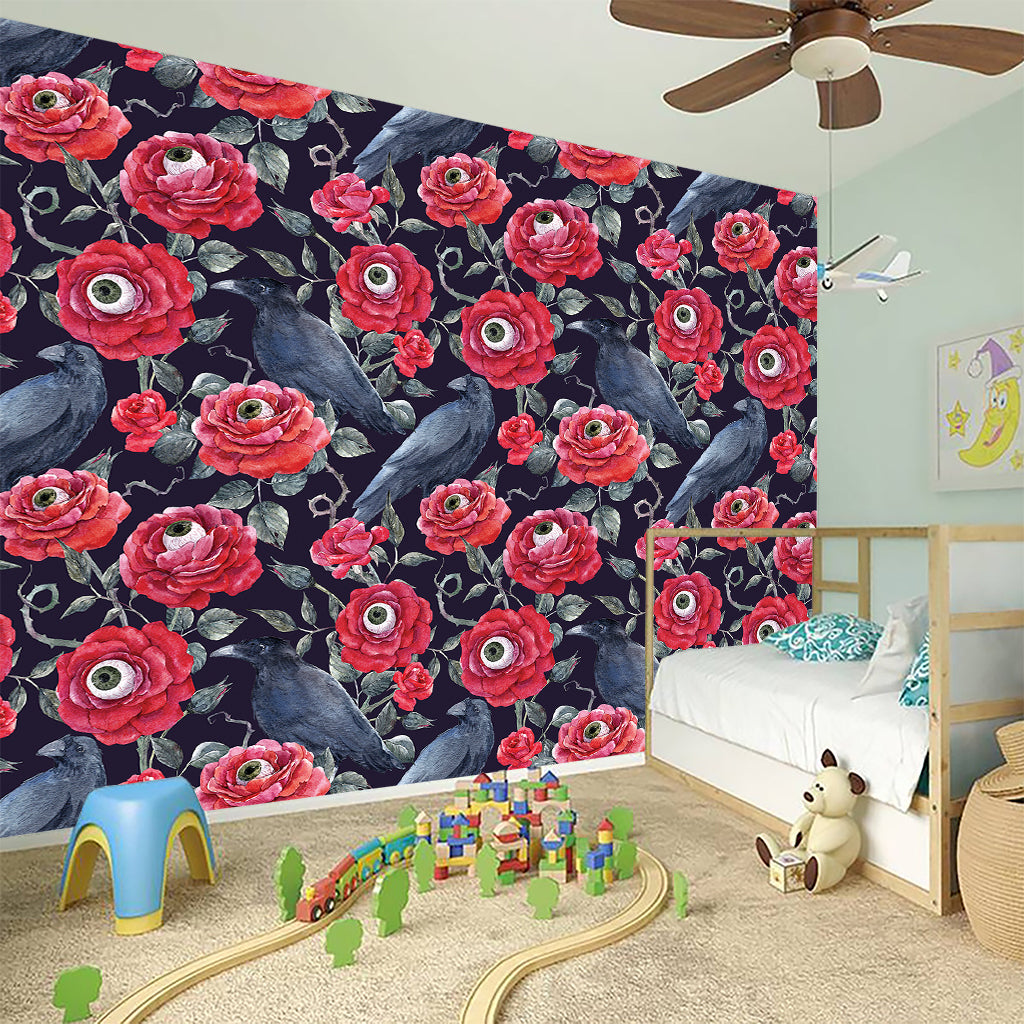 Eyeball Rose Pattern Print Wall Sticker