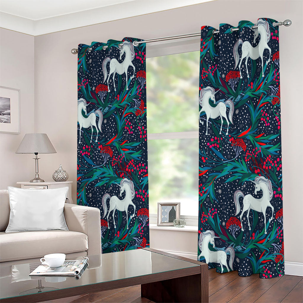 Fairy Floral Unicorn Pattern Print Extra Wide Grommet Curtains