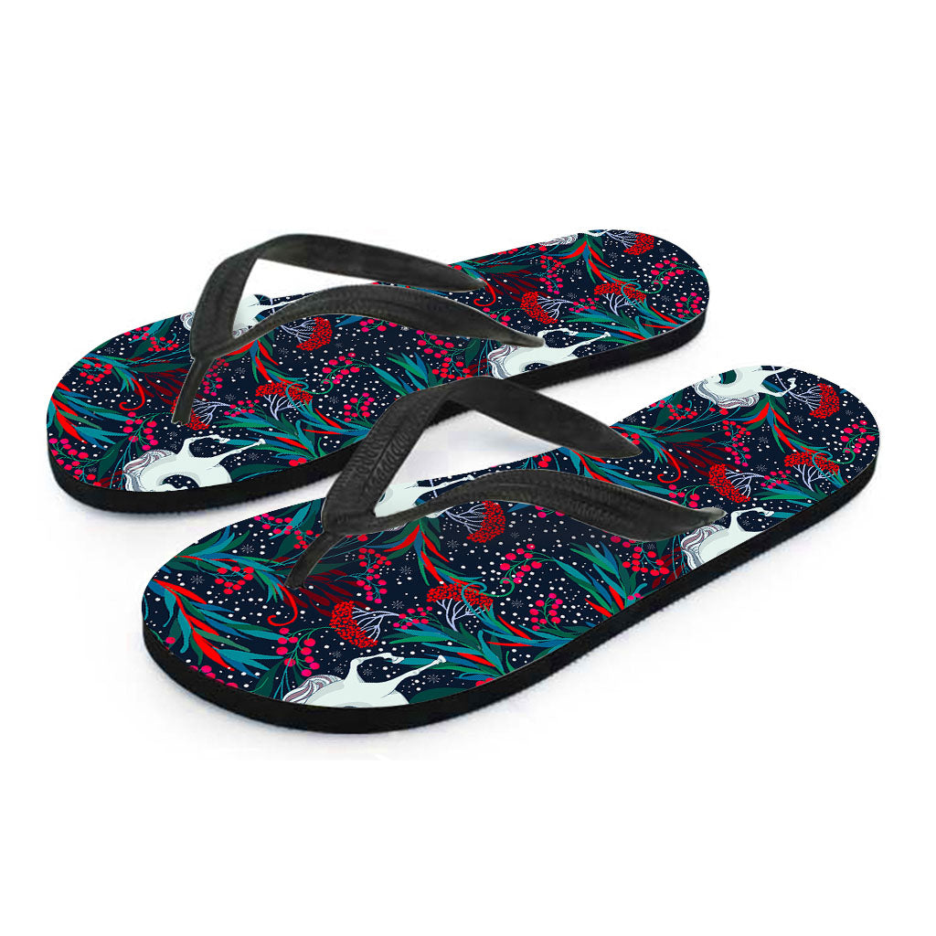 Fairy Floral Unicorn Pattern Print Flip Flops