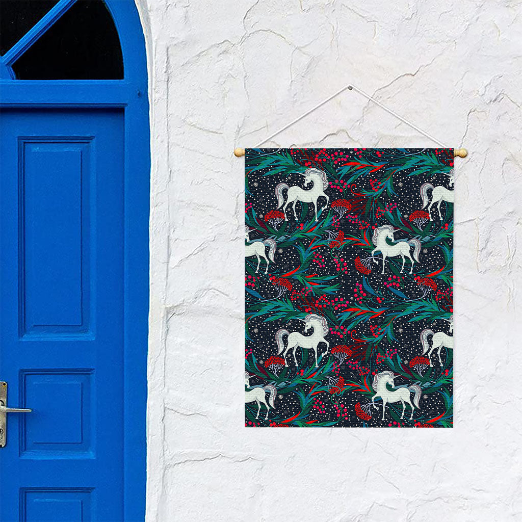 Fairy Floral Unicorn Pattern Print Garden Flag