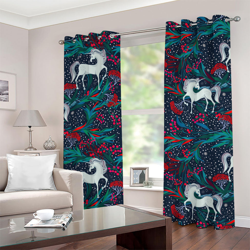 Fairy Floral Unicorn Pattern Print Grommet Curtains