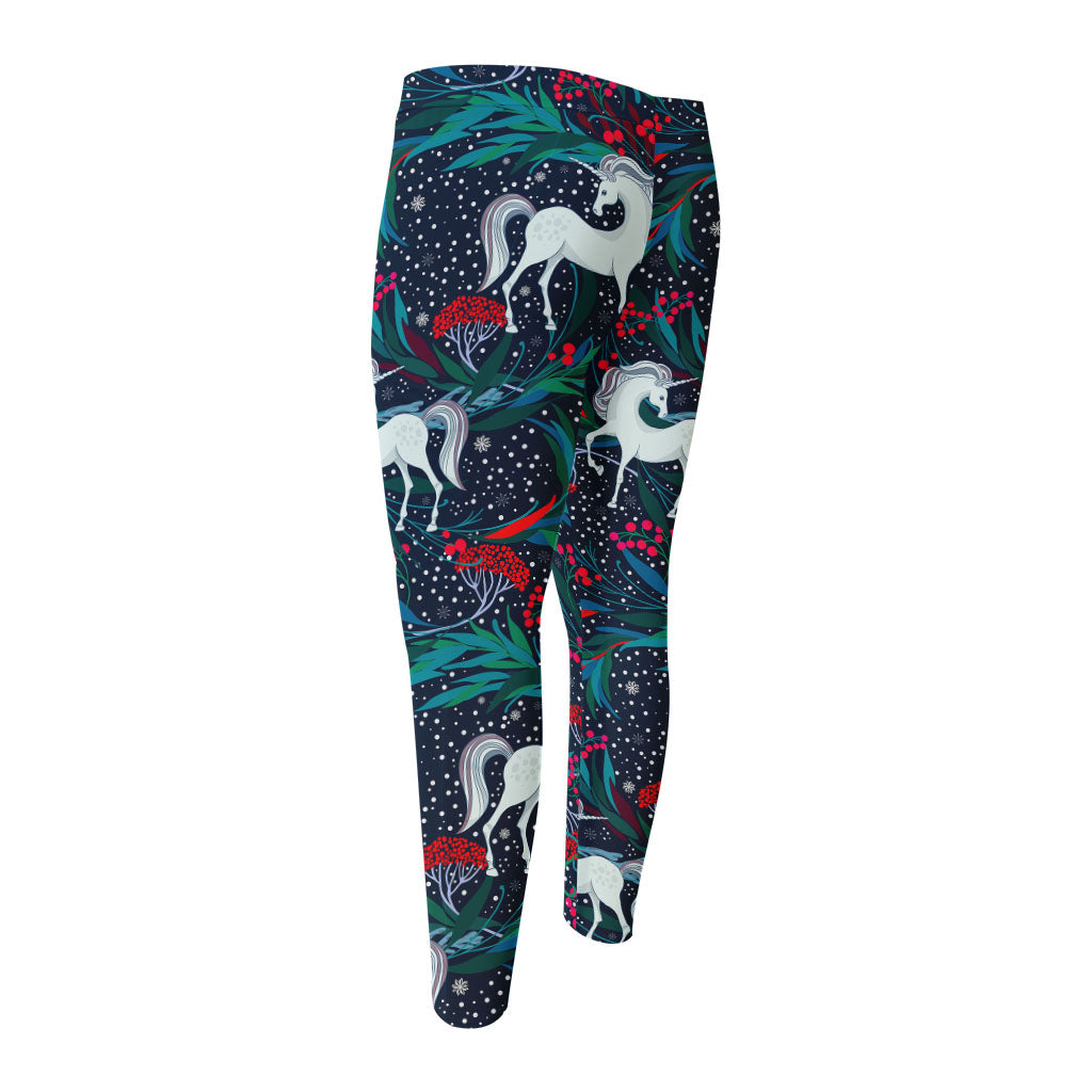 Fairy Floral Unicorn Pattern Print Men's Compression Pants
