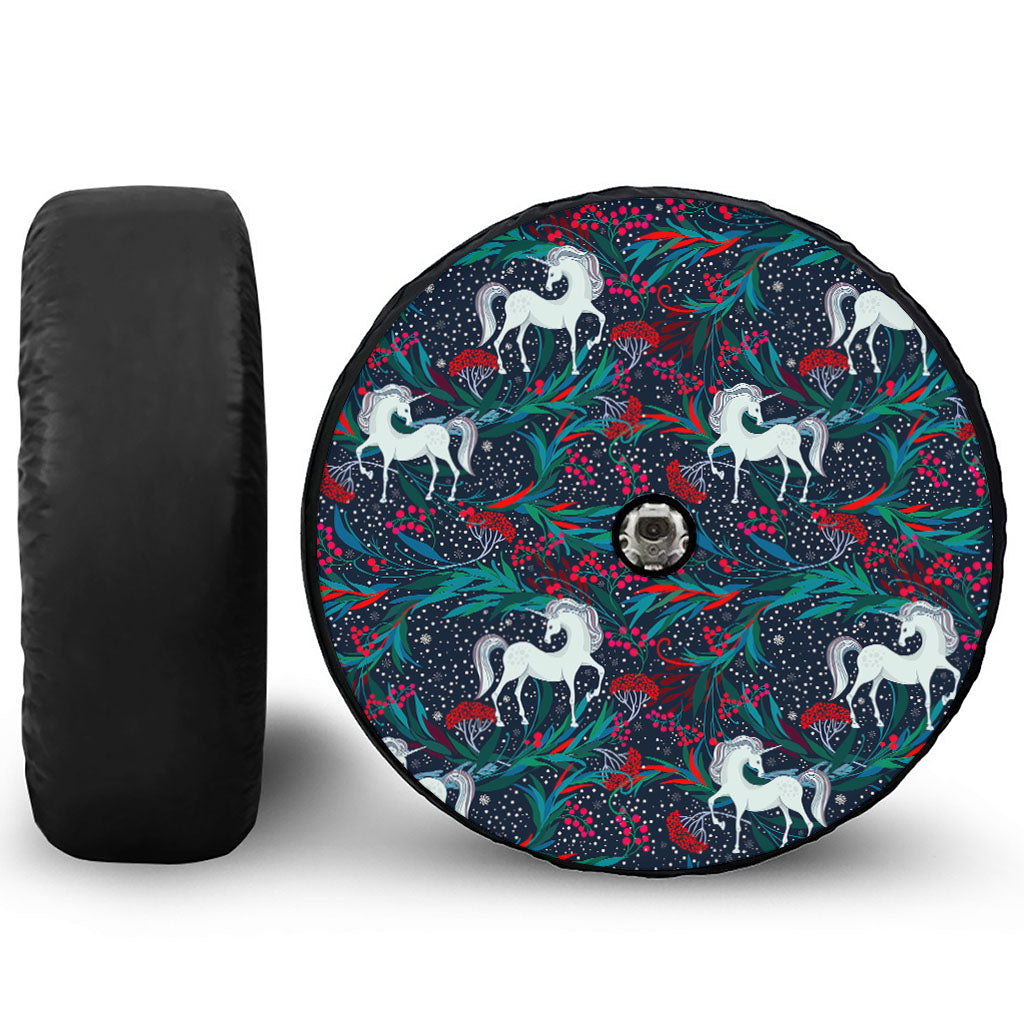 Fairy Floral Unicorn Pattern Print Tire Cover With Camera Hole