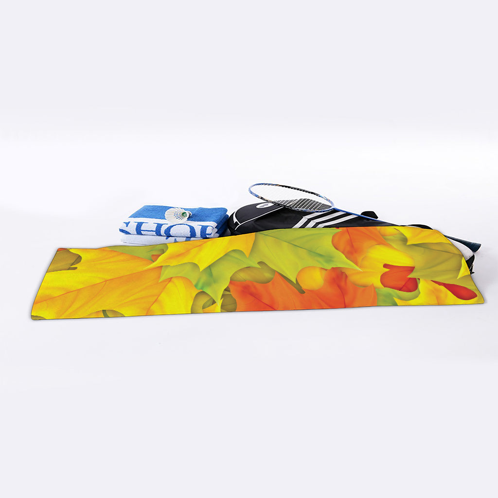 Fall Autumn Maple Leaves Print Sports Towel