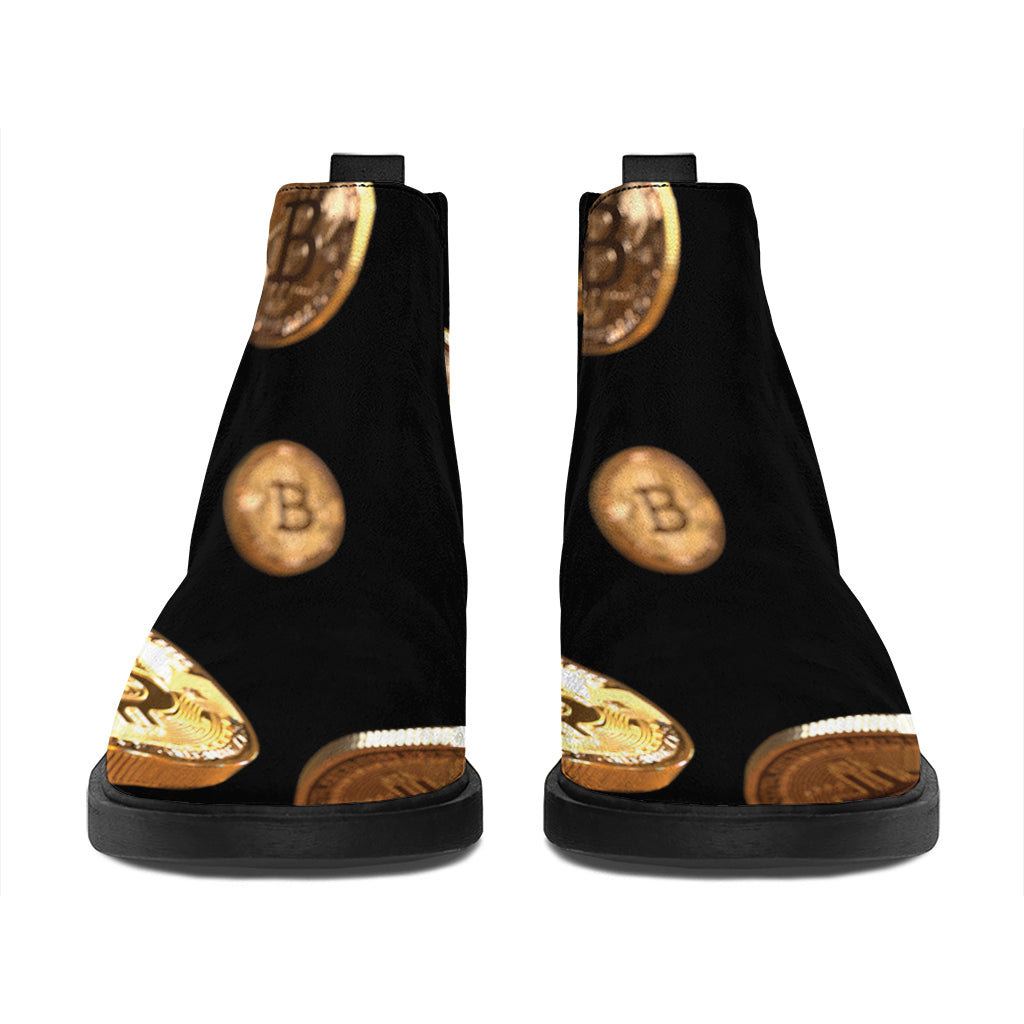 Falling Bitcoin Print Flat Ankle Boots