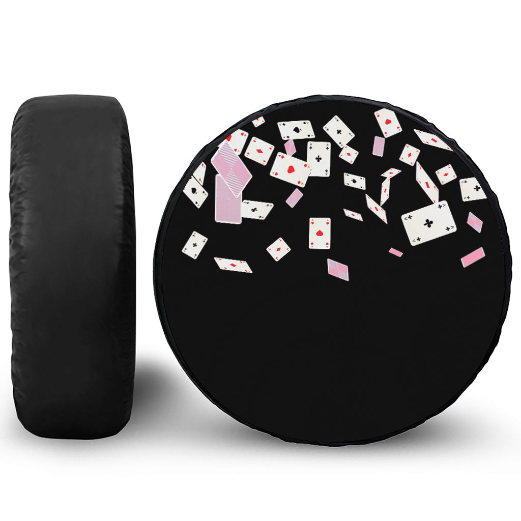Falling Casino Card Print Leather Spare Tire Cover