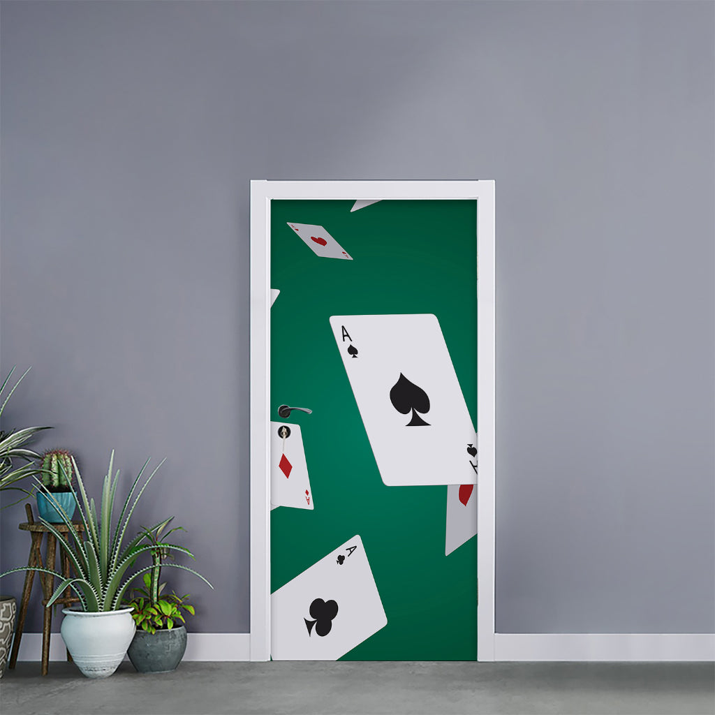 Falling Poker Cards Print Door Sticker