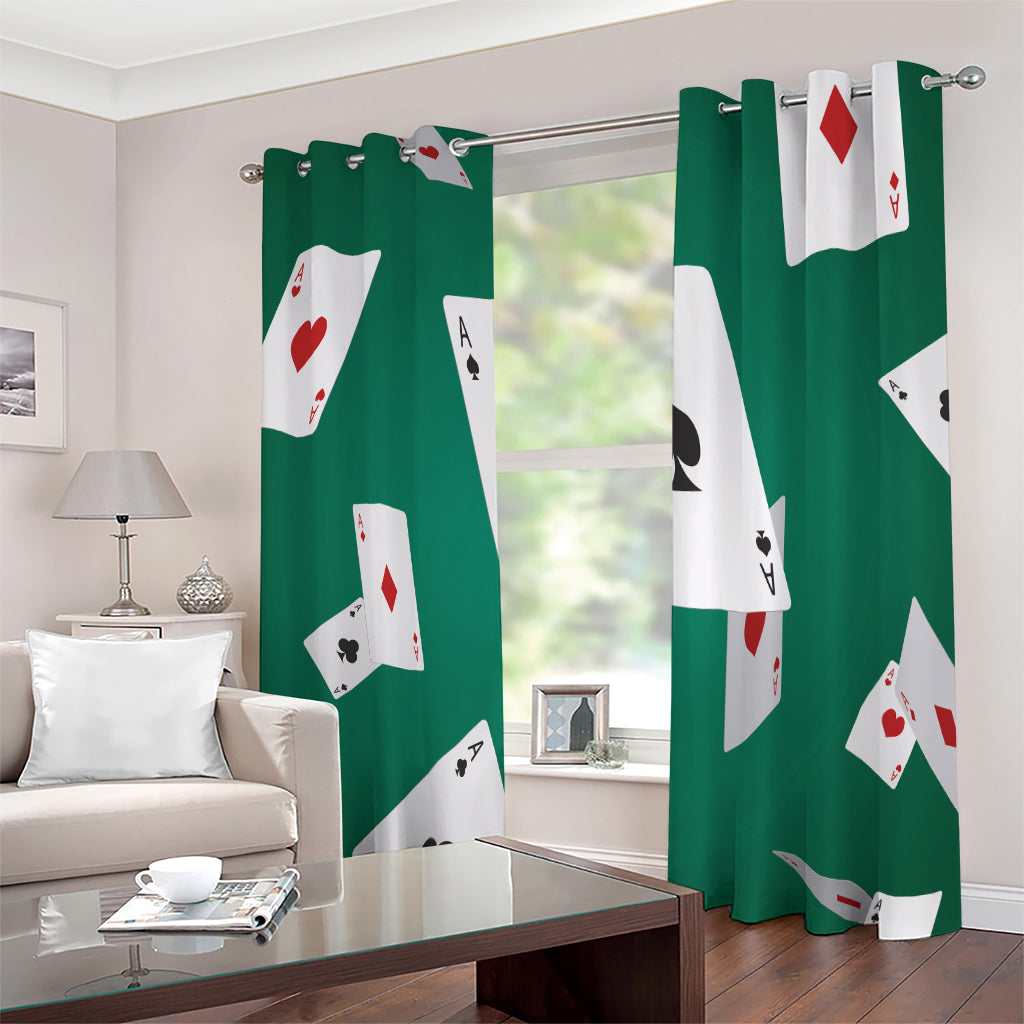 Falling Poker Cards Print Extra Wide Grommet Curtains