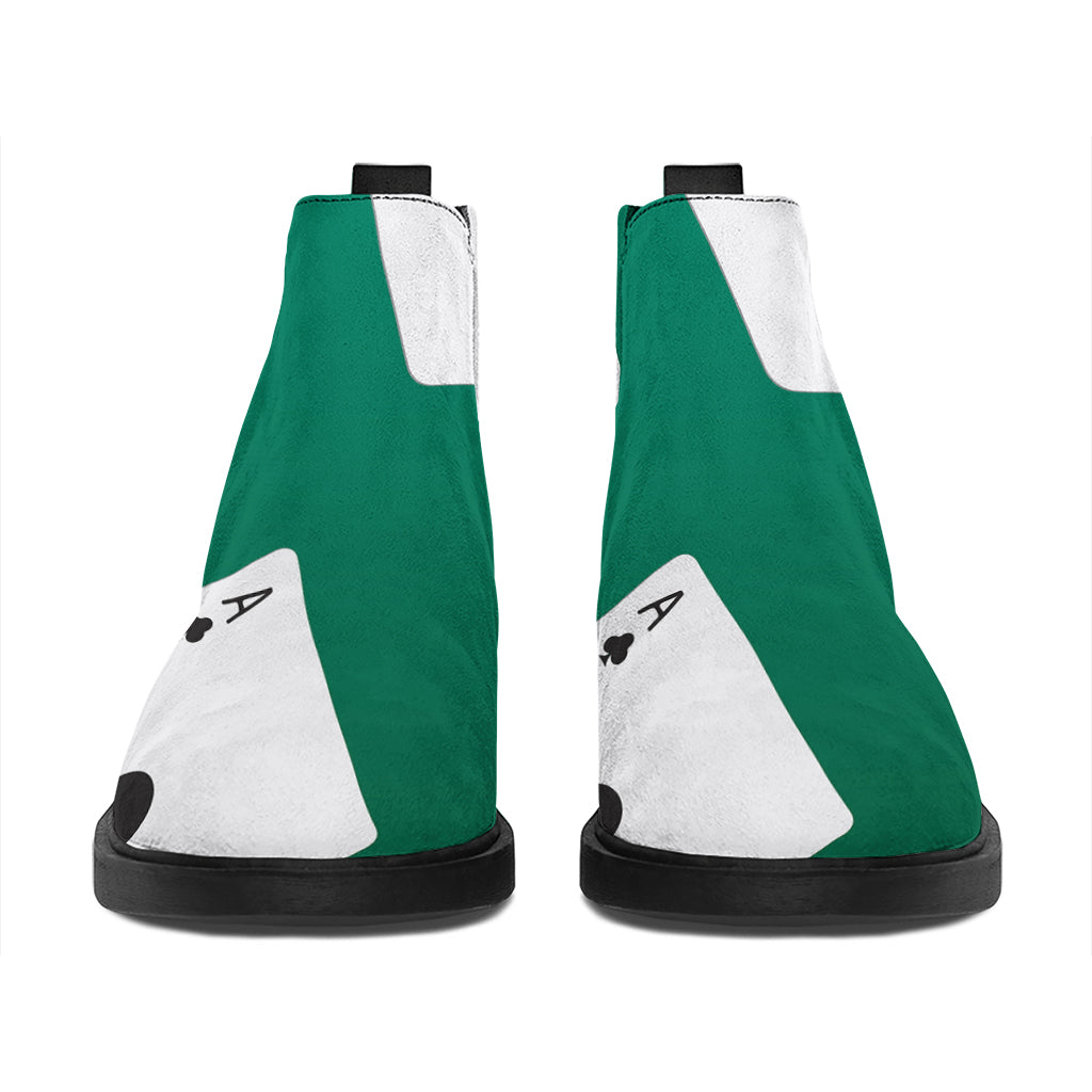 Falling Poker Cards Print Flat Ankle Boots