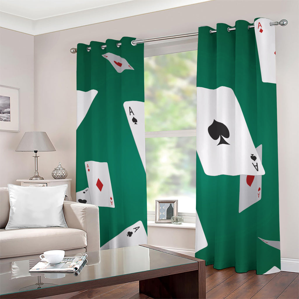 Falling Poker Cards Print Grommet Curtains