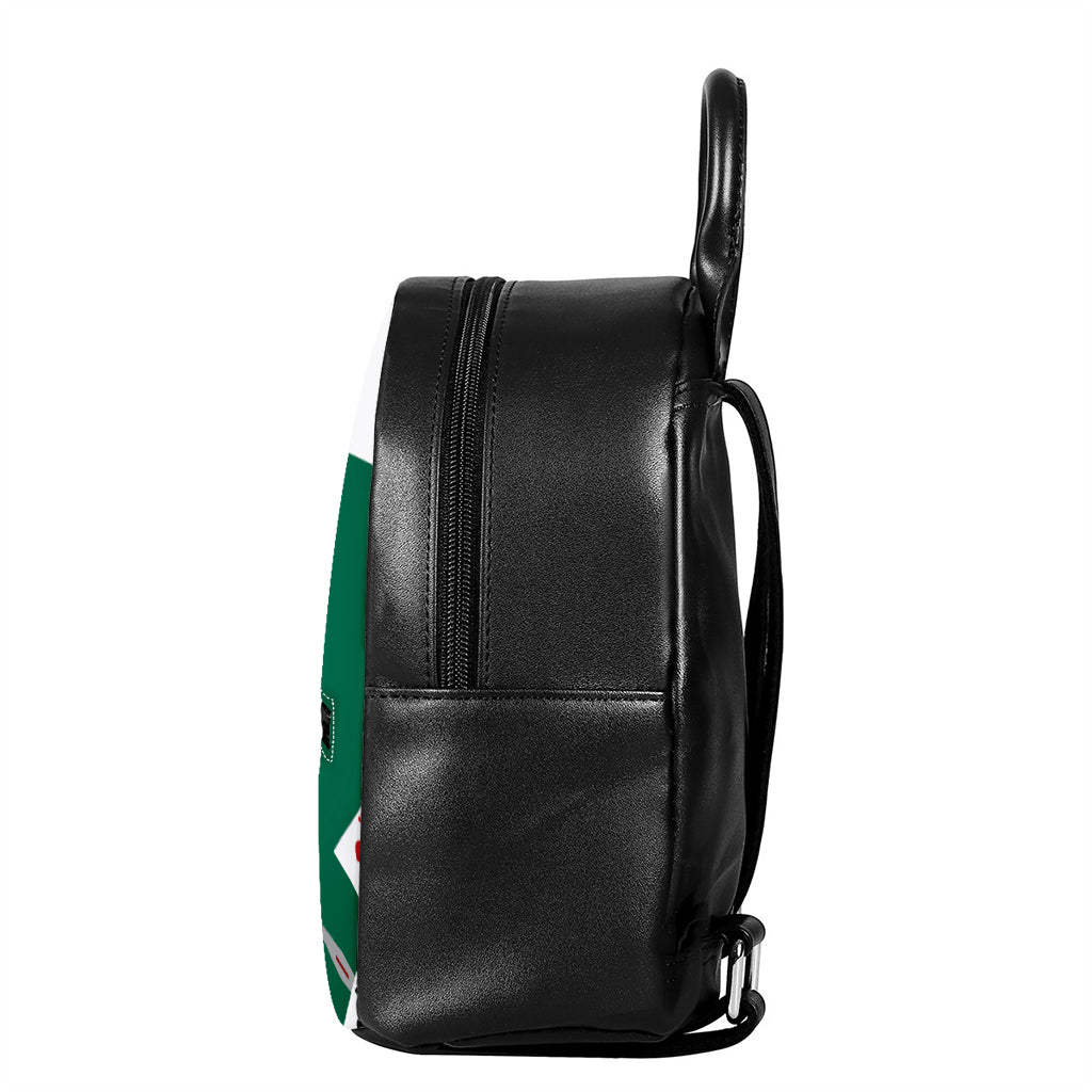 Falling Poker Cards Print Leather Backpack