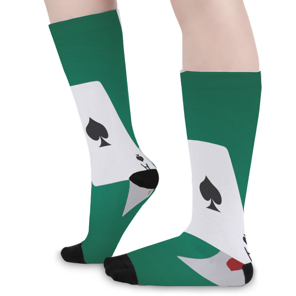 Falling Poker Cards Print Long Socks