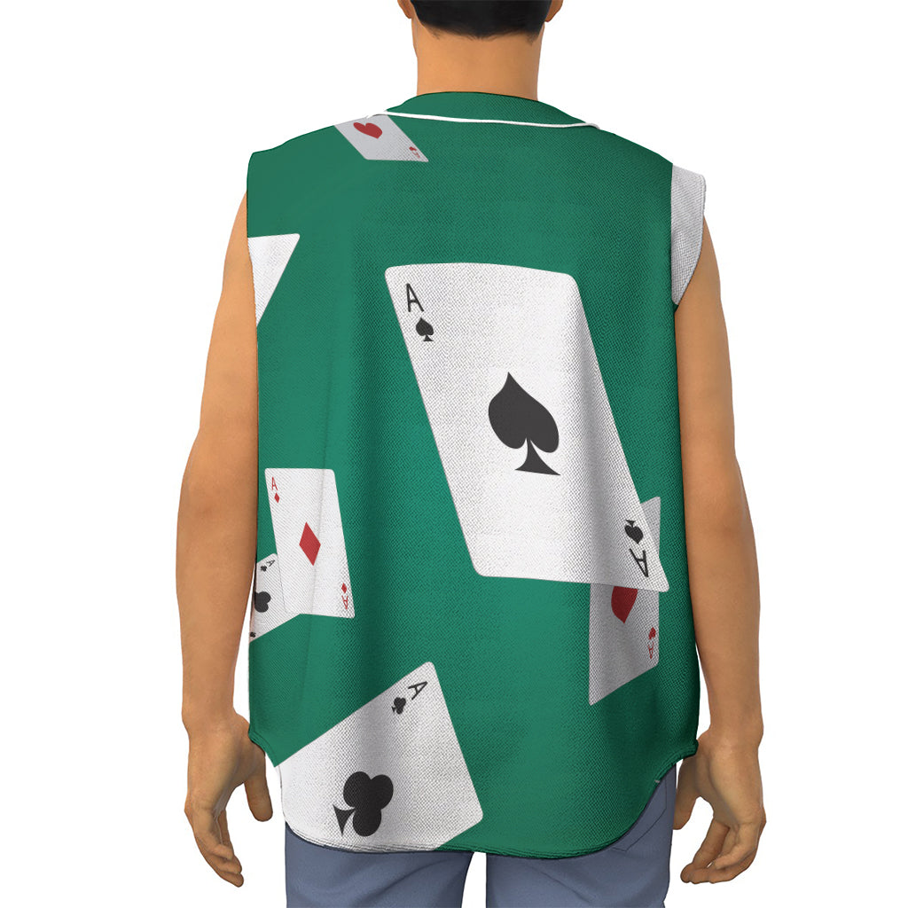 Falling Poker Cards Print Sleeveless Baseball Jersey