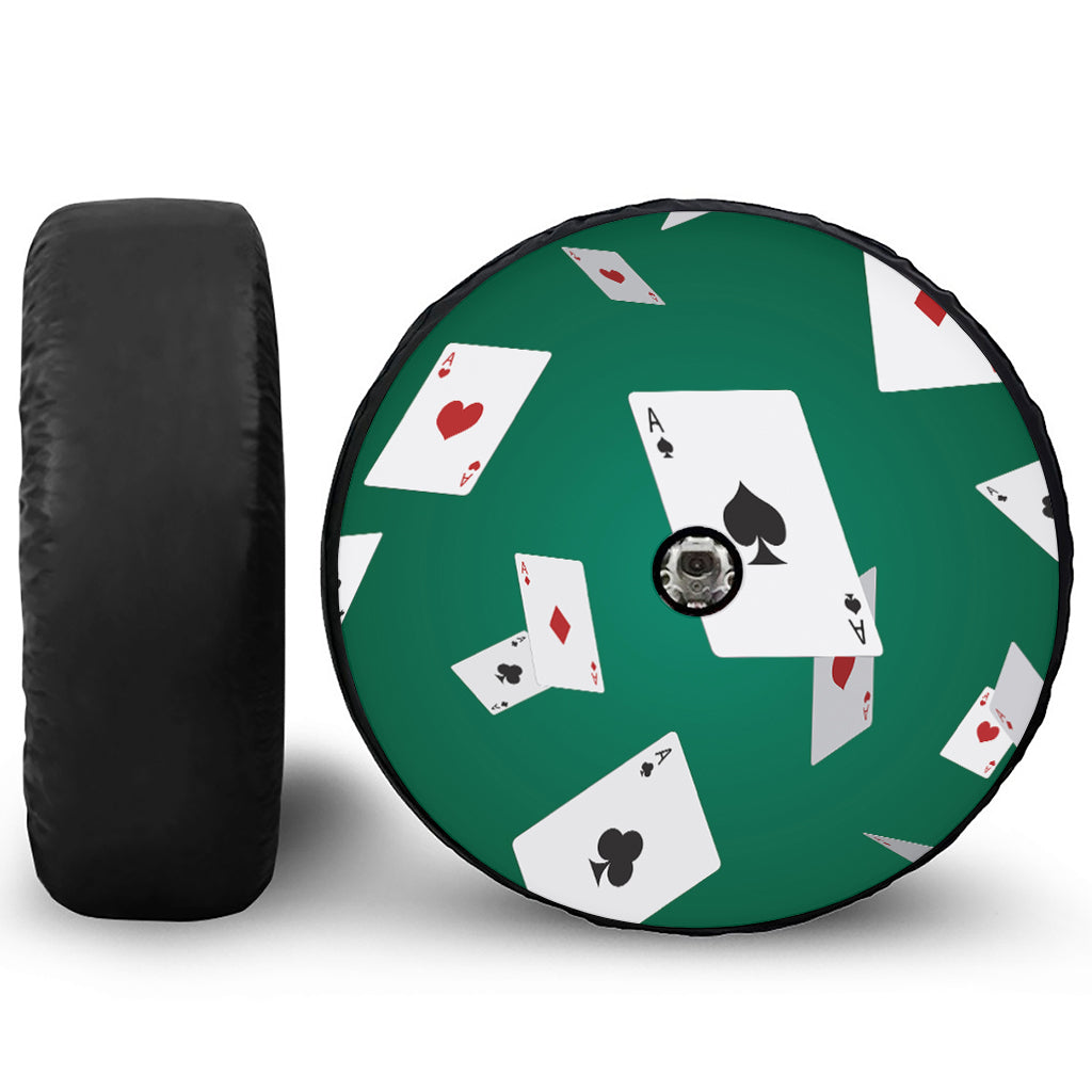 Falling Poker Cards Print Tire Cover With Camera Hole