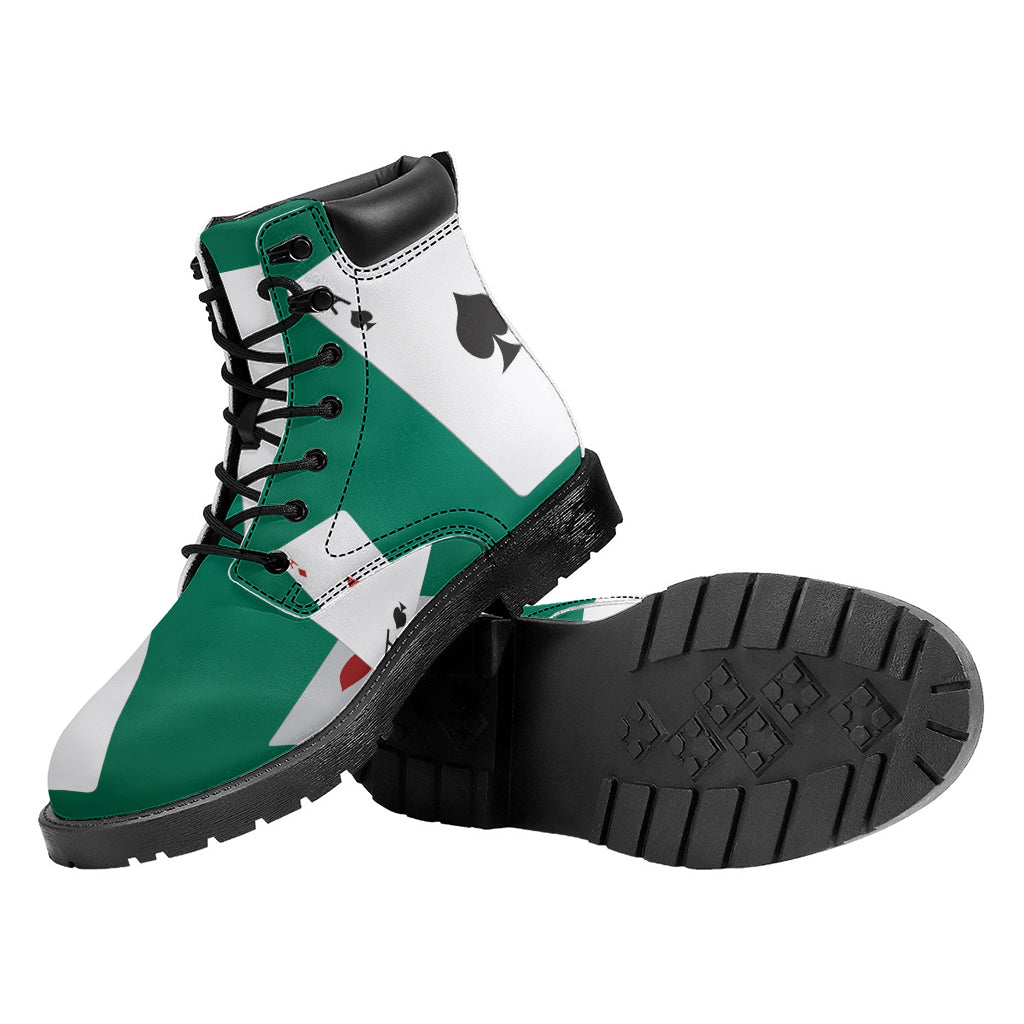 Falling Poker Cards Print Work Boots