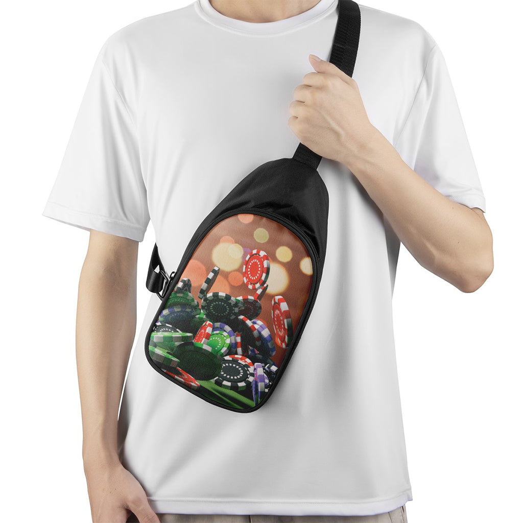 Falling Poker Chips Print Chest Bag