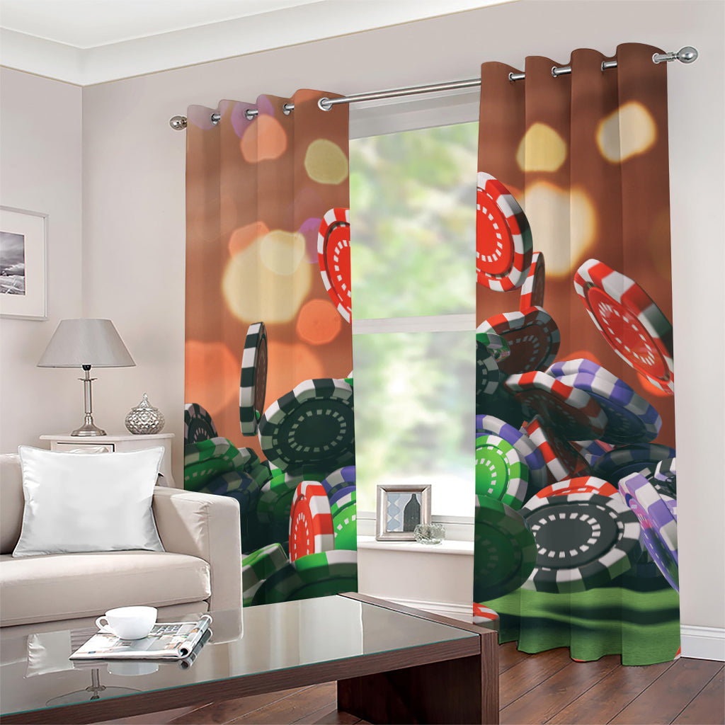 Falling Poker Chips Print Grommet Curtains