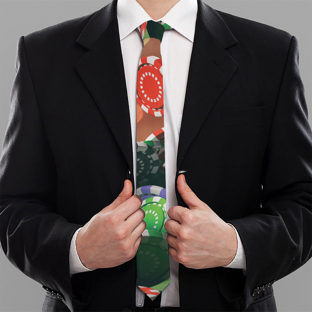 Falling Poker Chips Print Necktie
