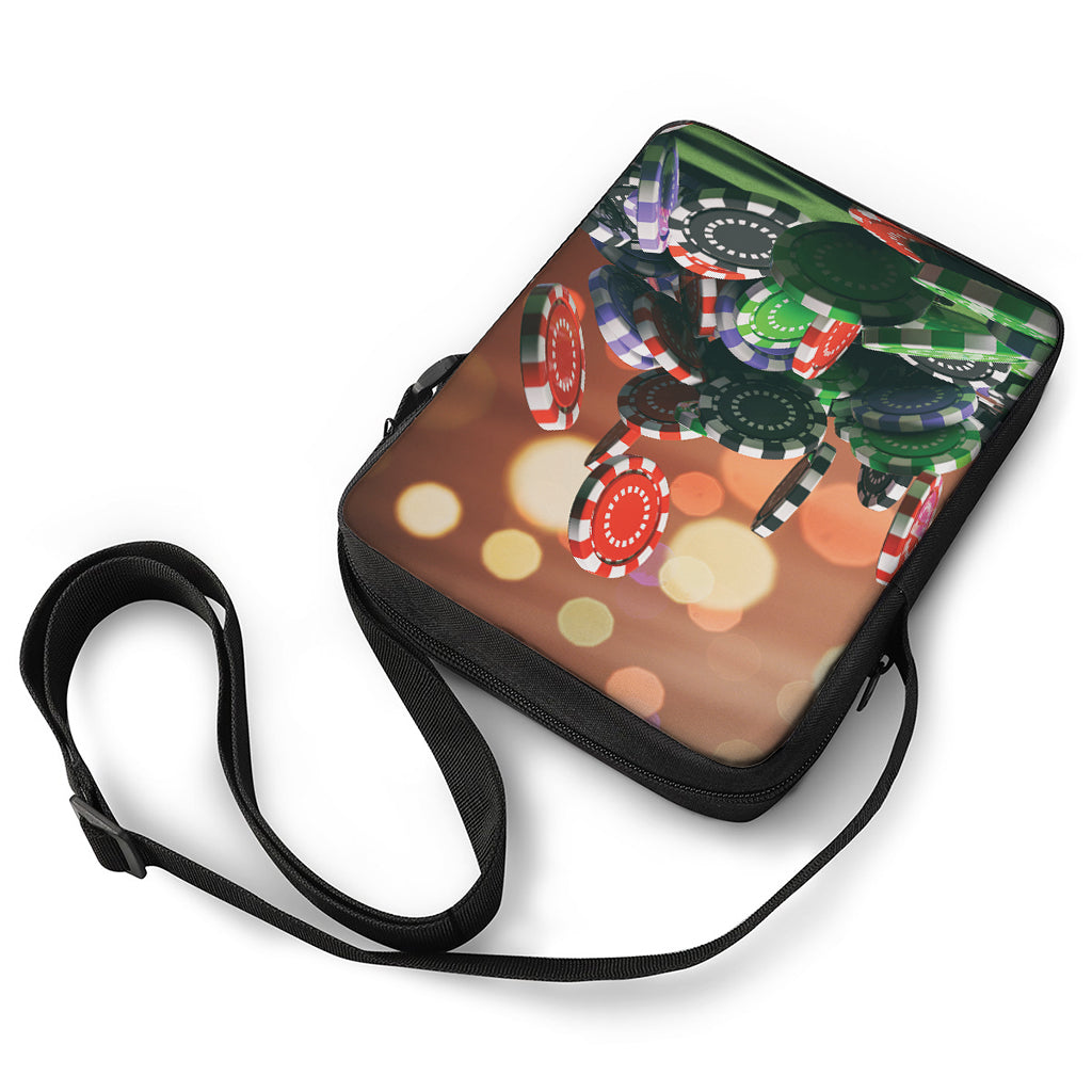 Falling Poker Chips Print Rectangular Crossbody Bag