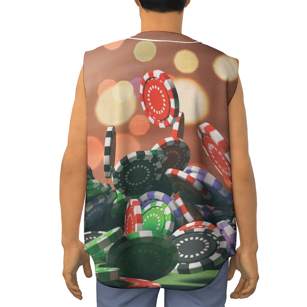 Falling Poker Chips Print Sleeveless Baseball Jersey