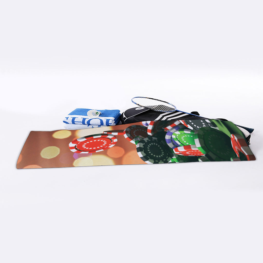 Falling Poker Chips Print Sports Towel