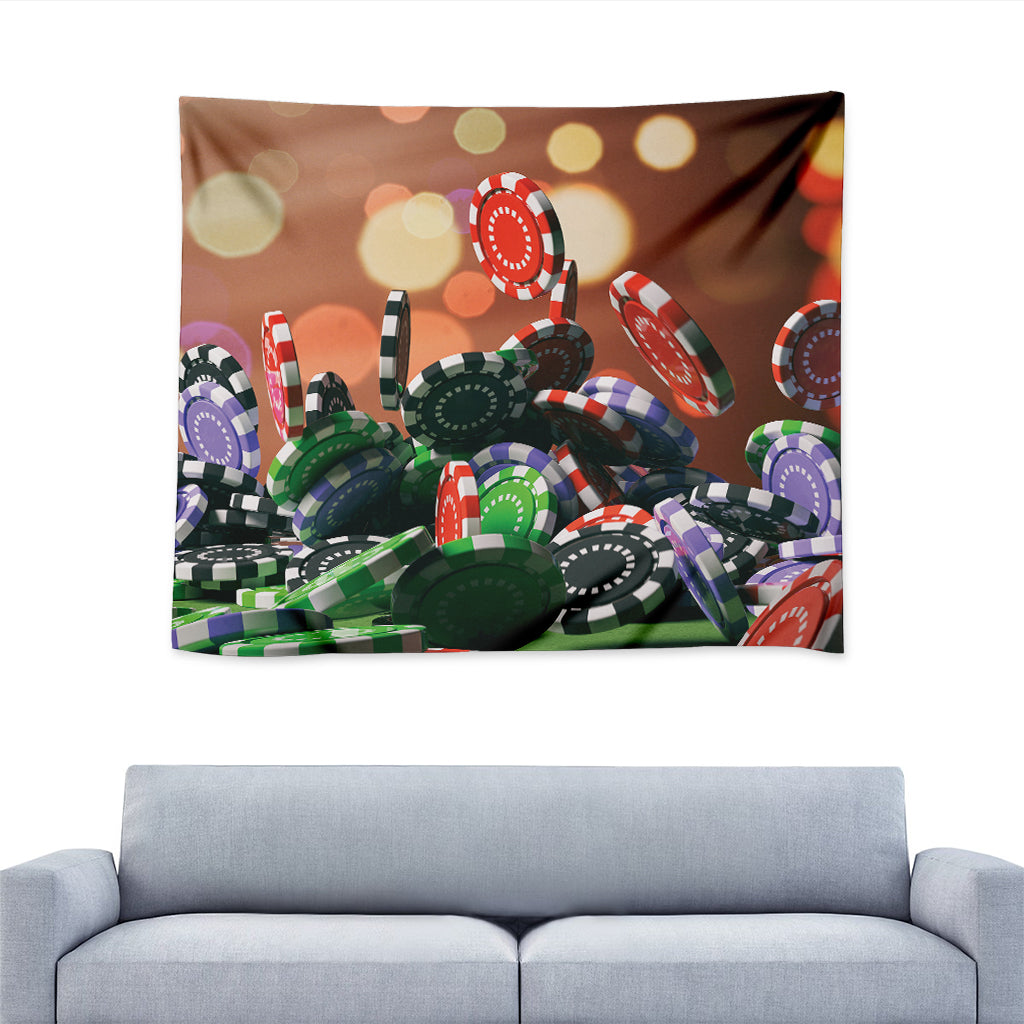 Falling Poker Chips Print Tapestry