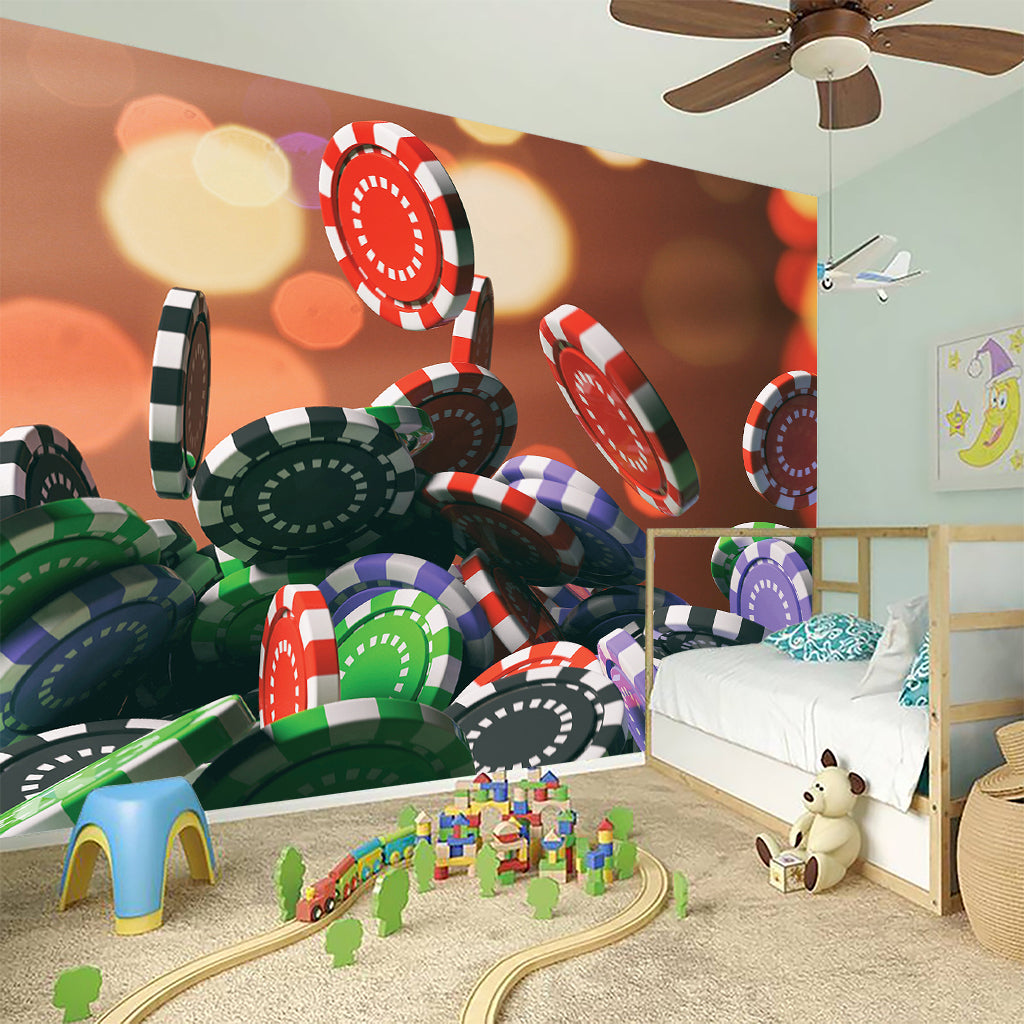 Falling Poker Chips Print Wall Sticker