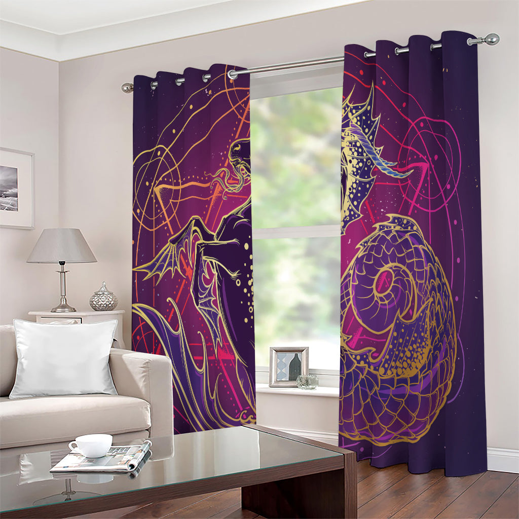Fantastic Capricorn Sign Print Extra Wide Grommet Curtains