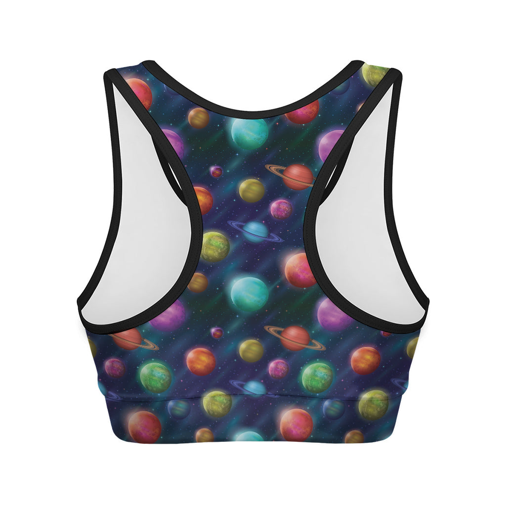 Fantastic Planets Pattern Print Women's Sports Bra