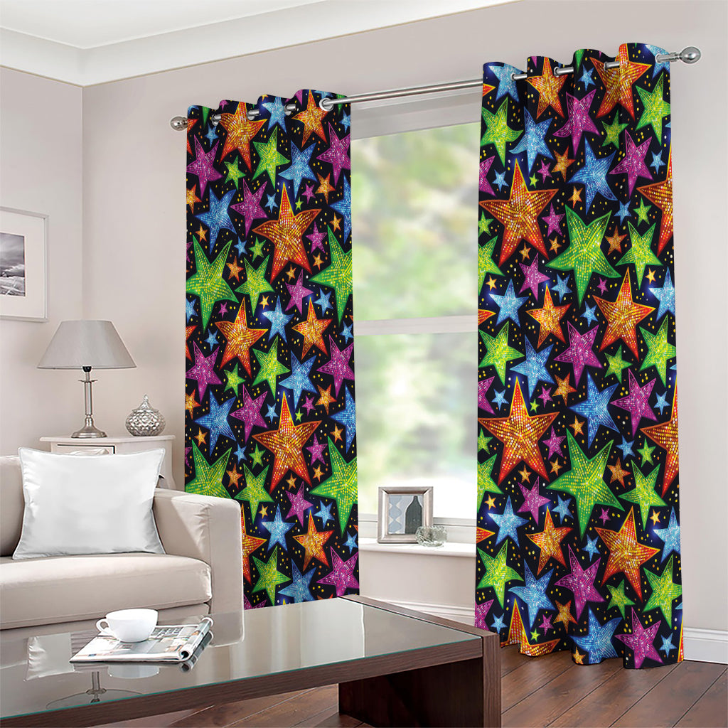 Fantastic Star Pattern Print Extra Wide Grommet Curtains