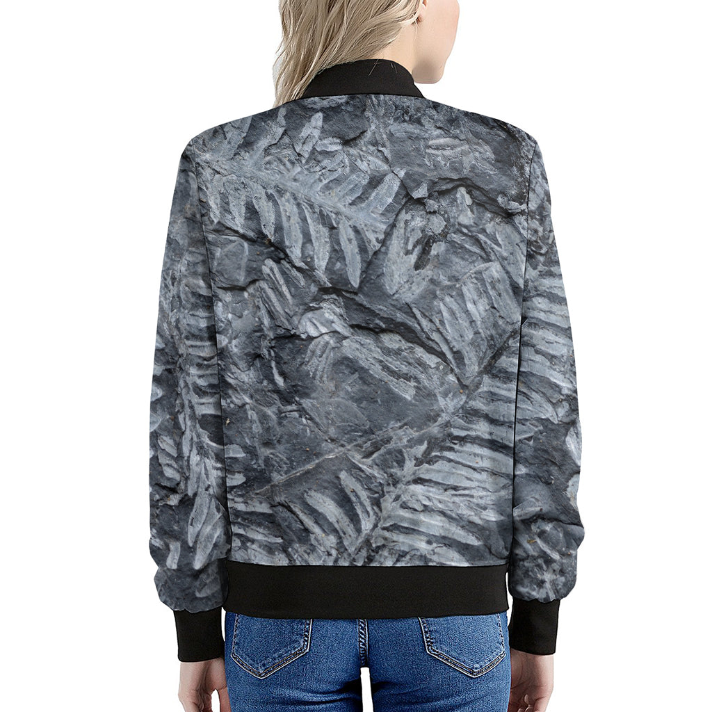 Fern Fossil Print Women's Bomber Jacket