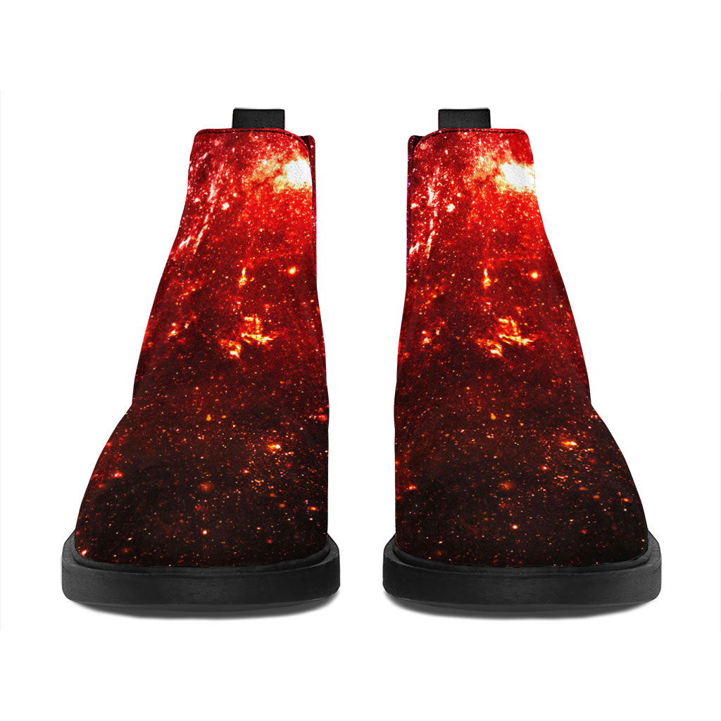 Fiery Nebula Universe Galaxy Space Print Flat Ankle Boots