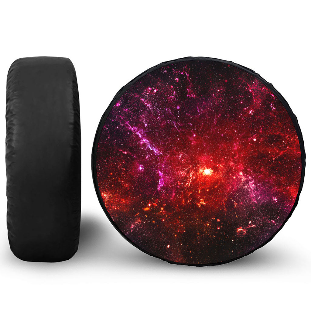Fiery Nebula Universe Galaxy Space Print Leather Spare Tire Cover