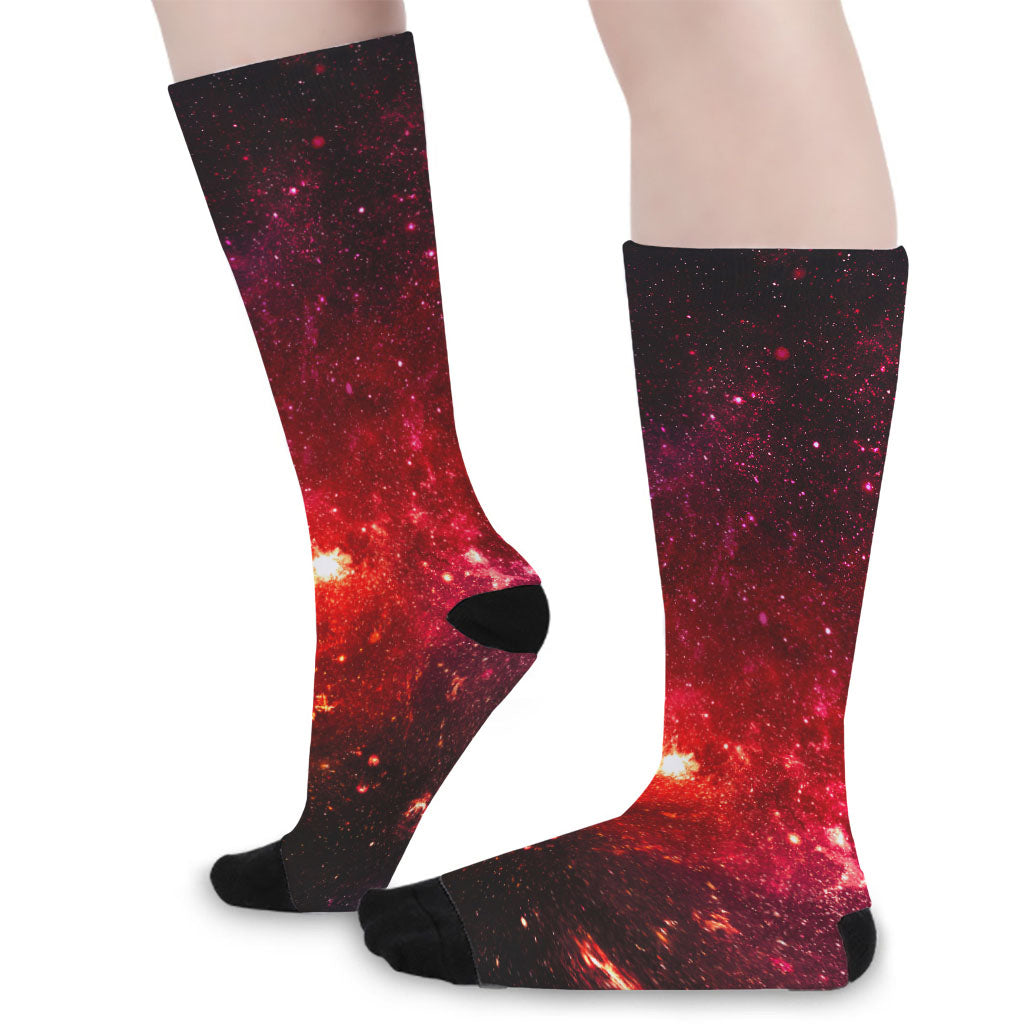 Fiery Nebula Universe Galaxy Space Print Long Socks