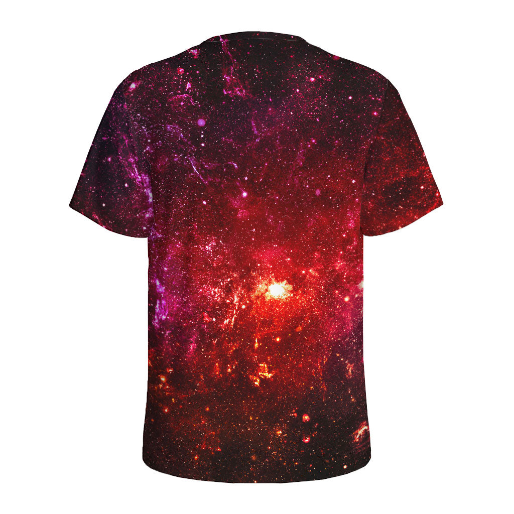 Fiery Nebula Universe Galaxy Space Print Men's Sports T-Shirt