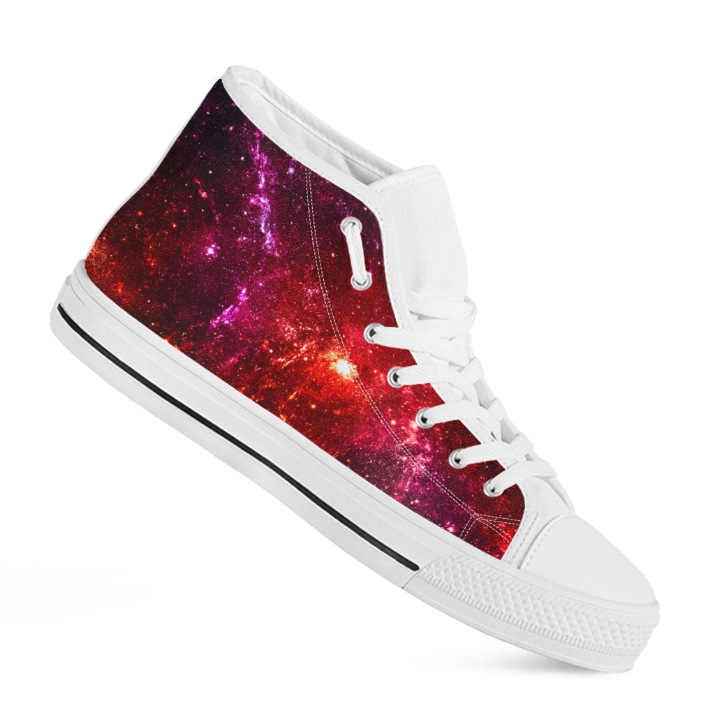Fiery Nebula Universe Galaxy Space Print White High Top Sneakers
