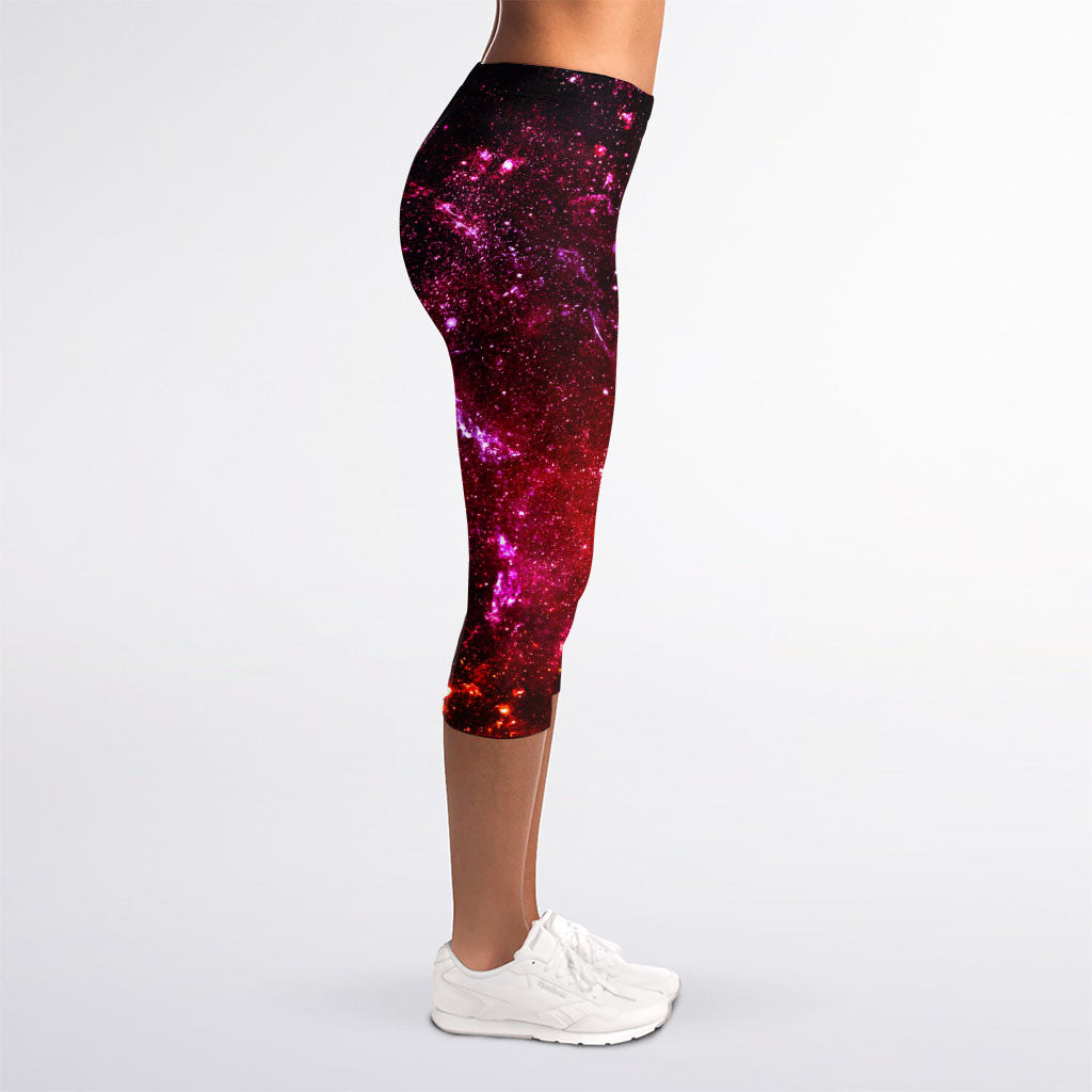 Fiery Nebula Universe Galaxy Space Print Women's Capri Leggings