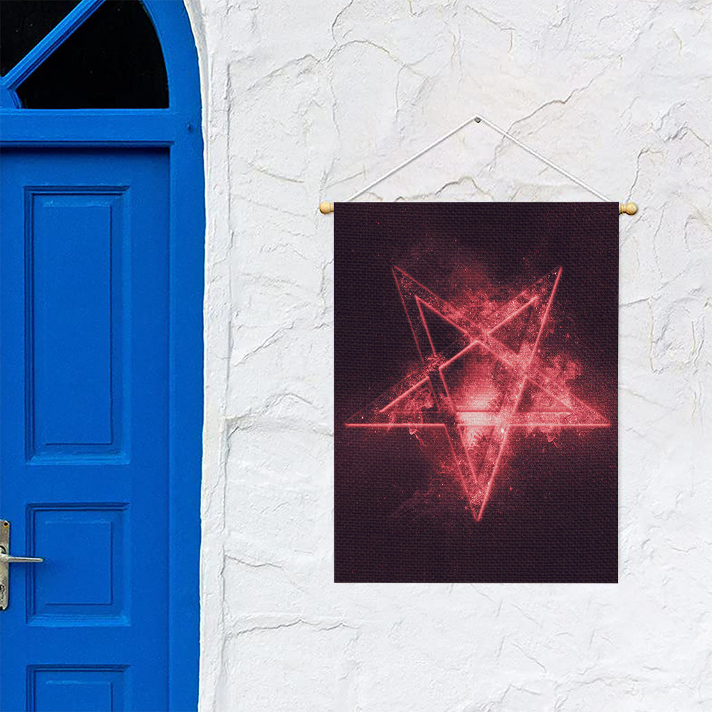 Fiery Reversed Pentagram Print Garden Flag